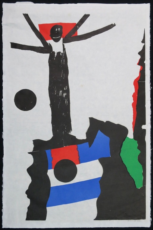 Jef Diederen: Houtsnede, Black Saint verkocht voor € 35!