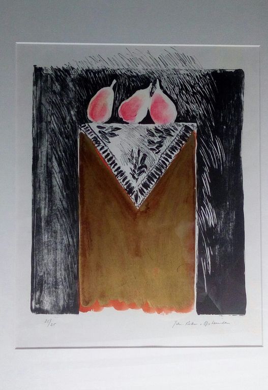Jan Peter van Opheusden: litho, Stilleven met Peren kopen? Bied vanaf 65!