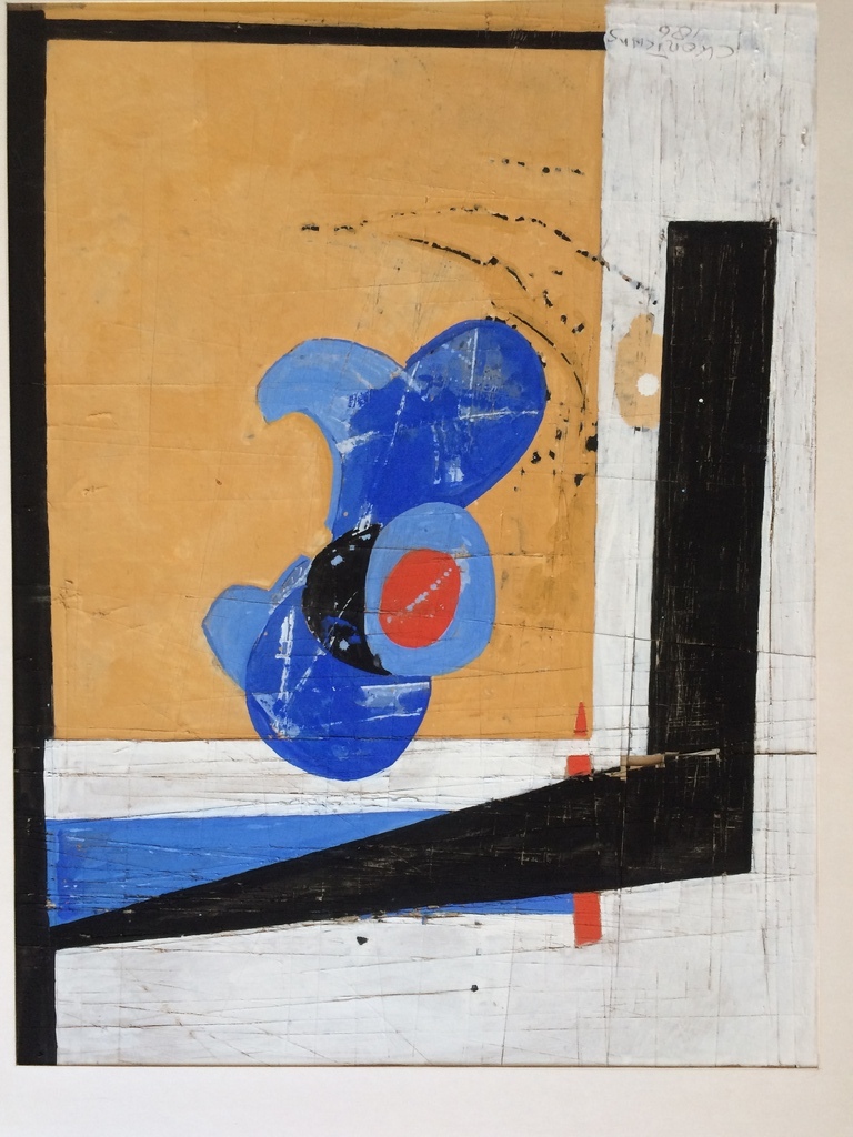 Cees Kortlang, origineel werk in gemengde technieken op karton, 1986 verkocht voor € 220!