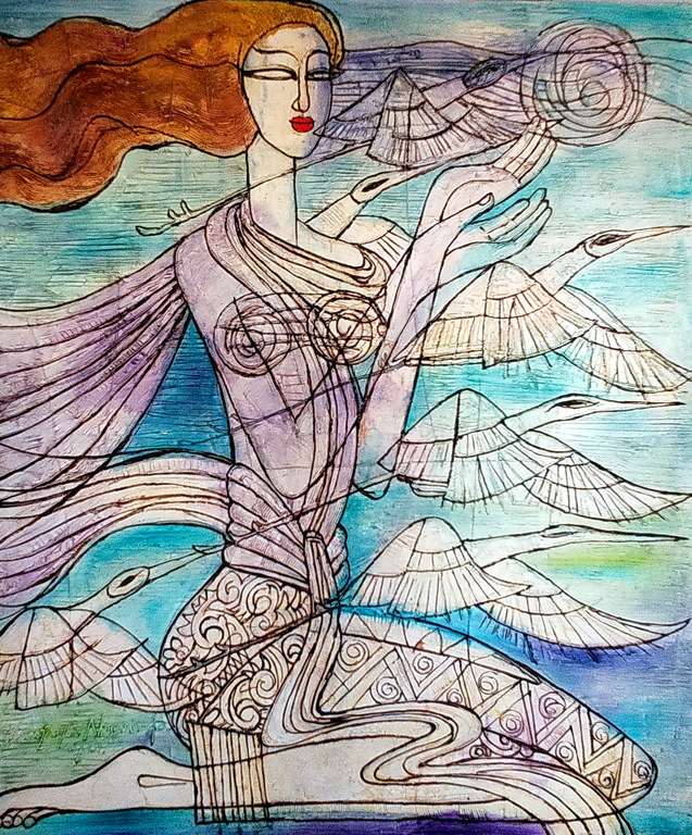   The Goddest of Peace, olieverf op canvas - 140cm x 140cm : gesigneerd - 2005 kopen? Bied vanaf 275!