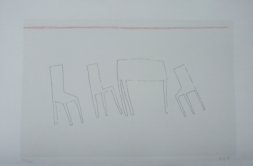 Klaas Gubbels - Zeefdruk: Verlegen Schaduwen 4 - 1981 verkocht voor € 75!