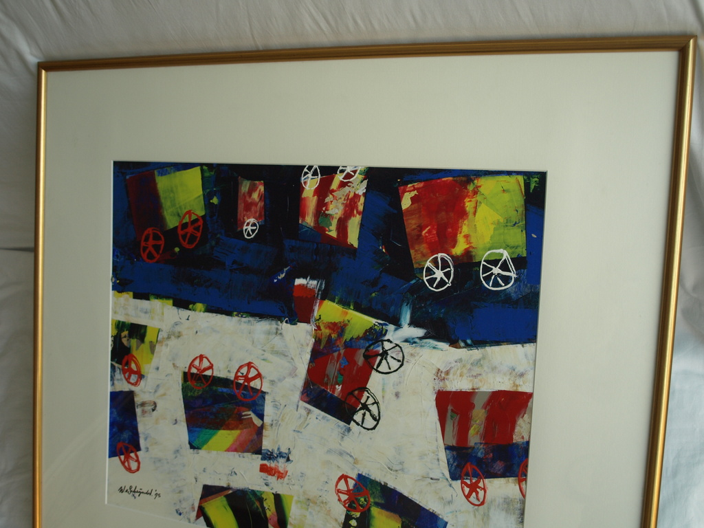 Willem van Scheijndel : Acrylverf – Wielen – gesigneerd & ingelijst – 1995 kopen? Bied vanaf 100!