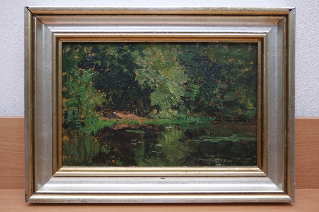 Carel Lodewijk DAKE (Jr.) (1886 – 1946) - olieverf op paneel - boslandschap kopen? Bied vanaf 310!