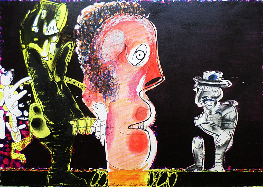 Janusz Przybylski - Lipiec 1981, gemengde techniek (mooi ingelijst, groot) verkocht voor € 120!