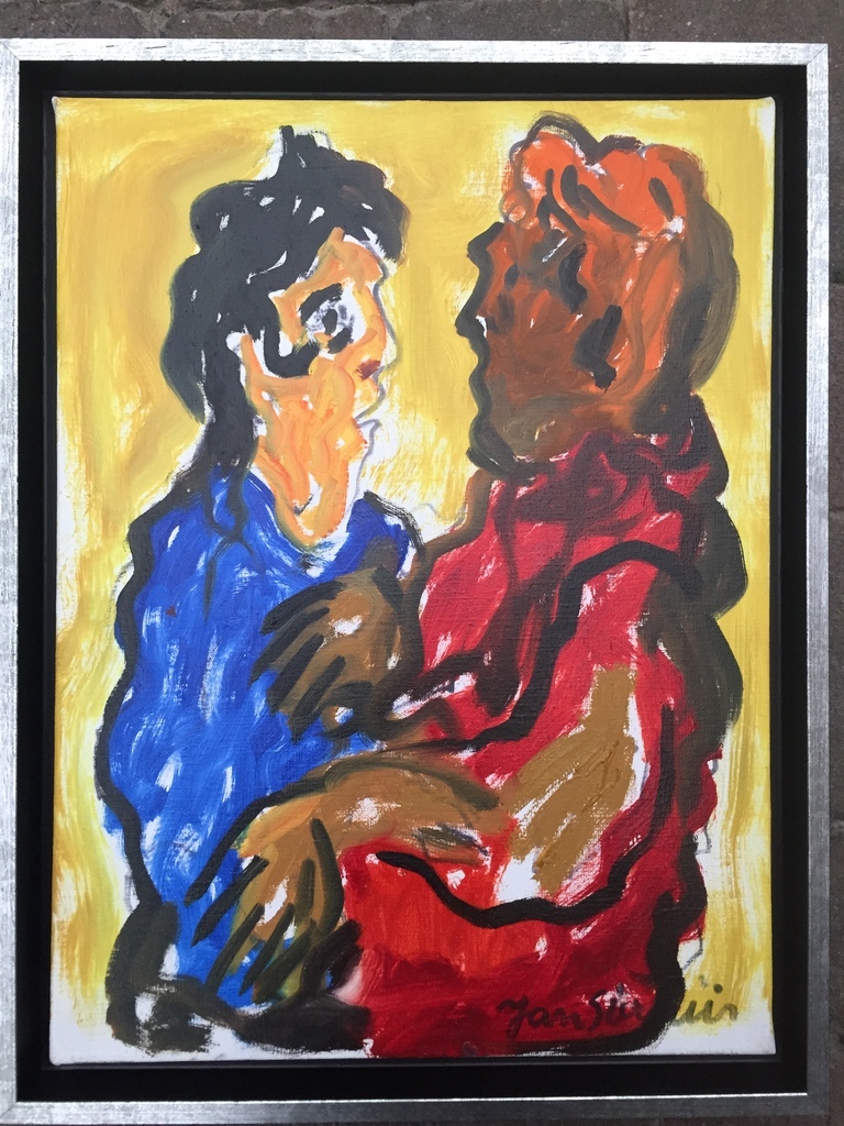 JAN SIERHUIS origineel schilderij Titel: het gesprek kopen? Bied vanaf 1!