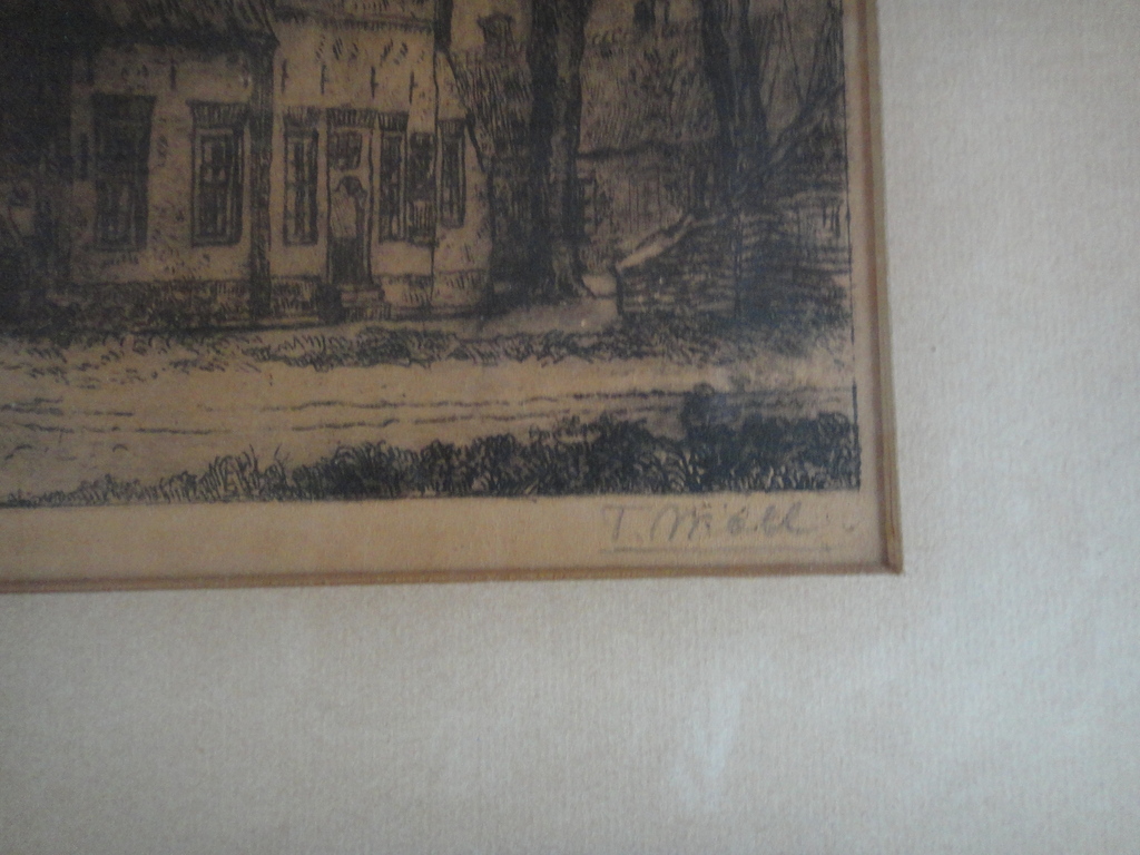 Tijmen Moll, ets, zicht op kerk te Huizen? kopen? Bied vanaf 1!