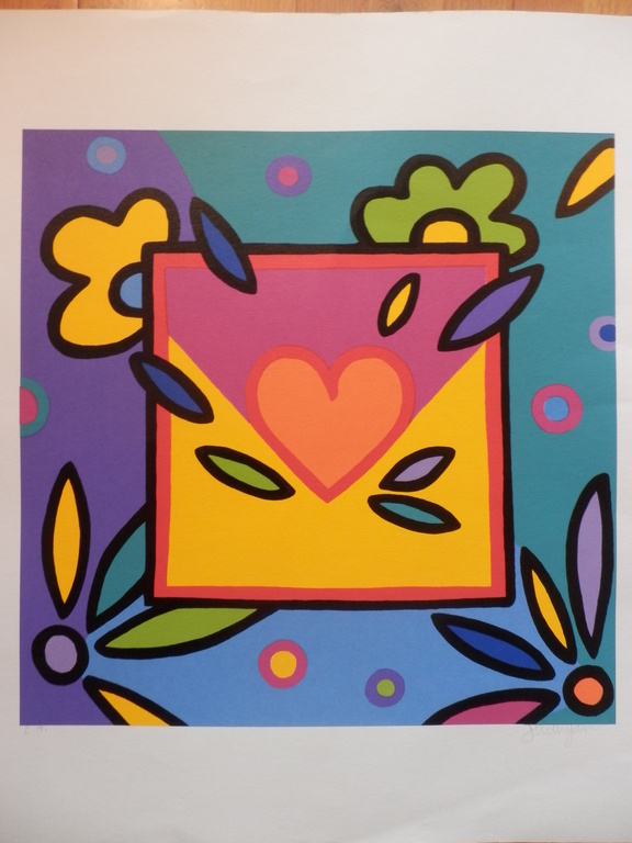 SHUNYAM Grote Zeefdruk(70x70cm) LOVE HEART Handgesigneerd verkocht voor € 55!