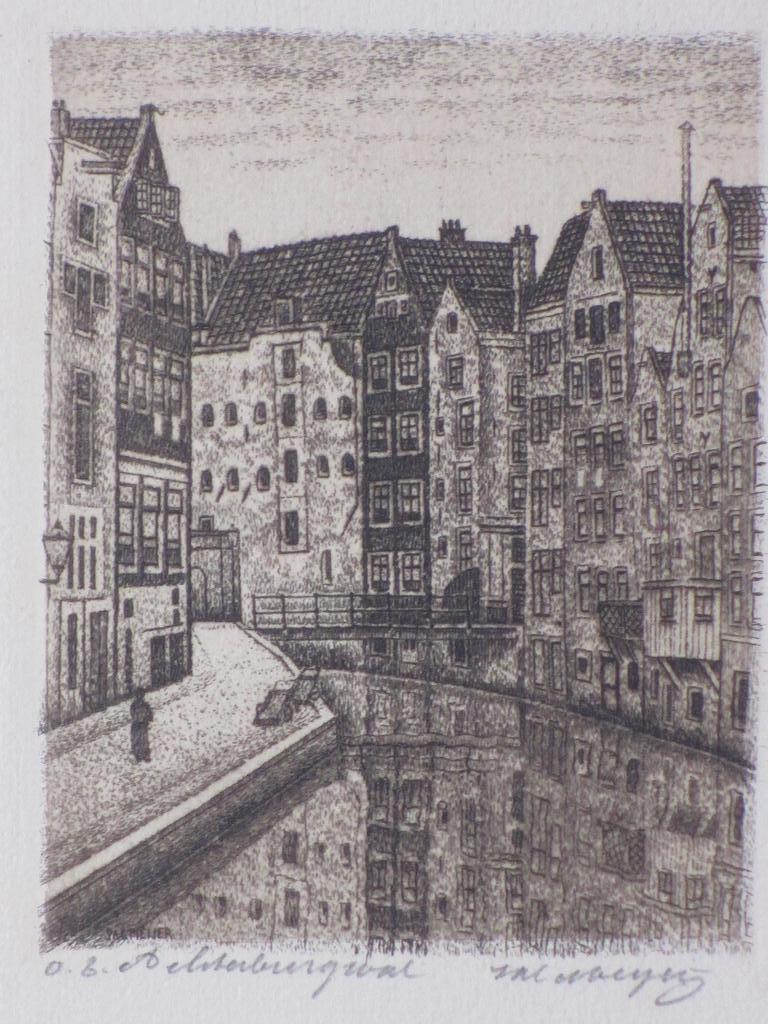 Sal Meijer, Oude Zijds Achterburgwal Amsterdam, Ets verkocht voor € 75!