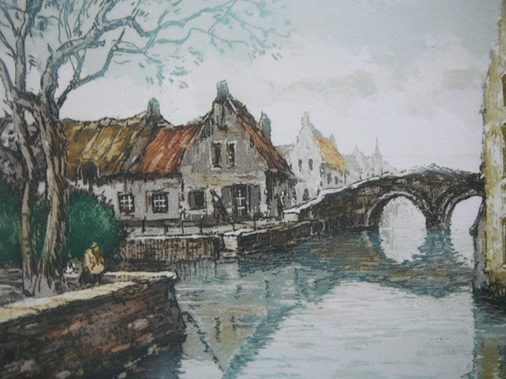 'Zicht op Brugge' -gesigneerd- circa 1930 kopen? Bied vanaf 29!