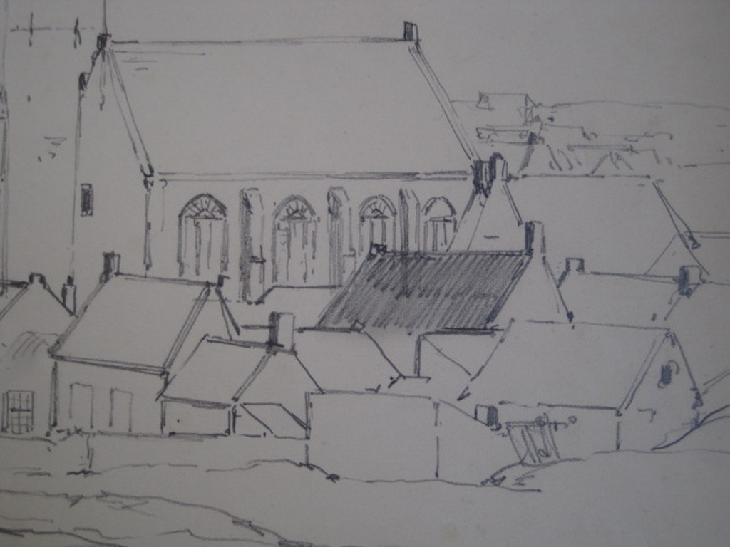 Antieke potloodtekening "strand Katwijk Andreaskerk"  George L Kiers (1838-1916) kopen? Bied vanaf 1!