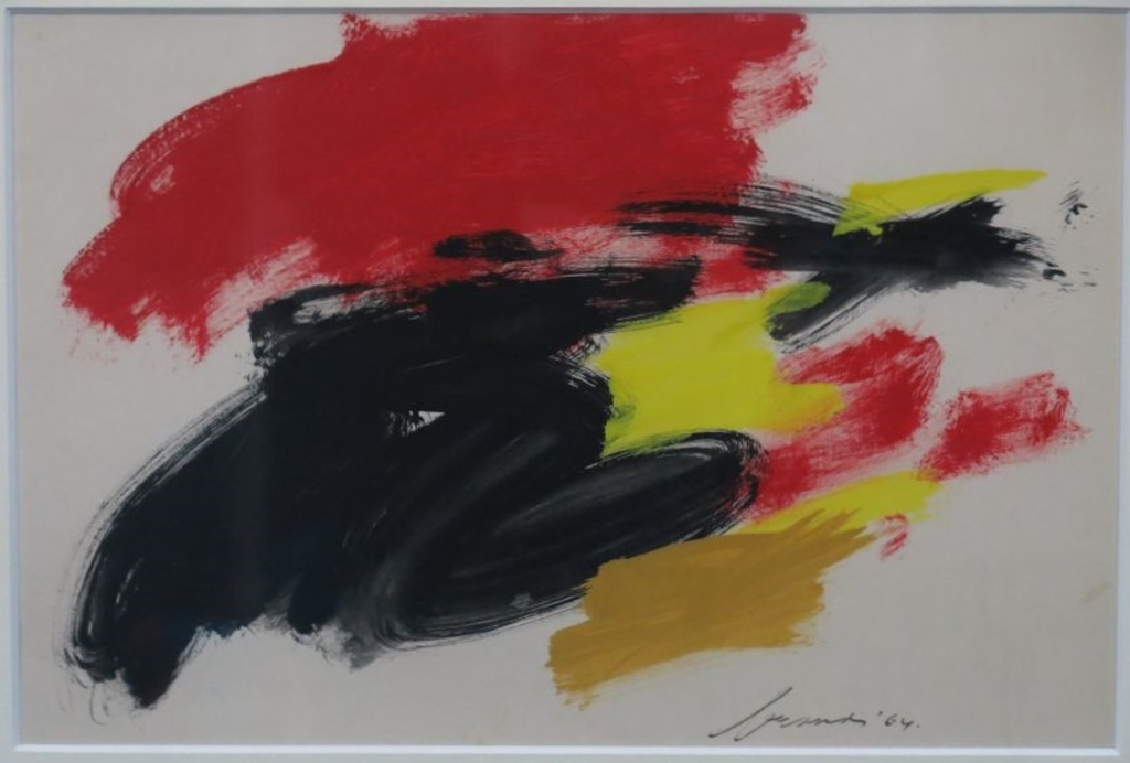 Eugene Brands: Acryl, Abstracte Compositie -Ingelijst verkocht voor € 700!