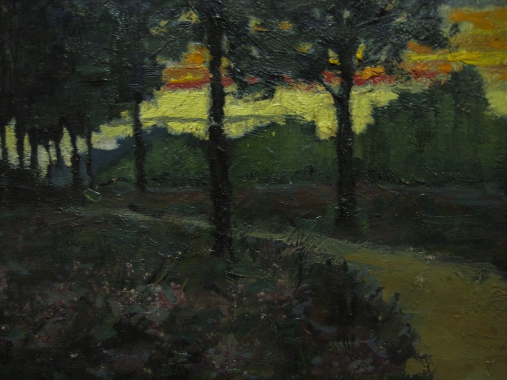Gesigneerd impressionistisch olieverf "boslandschap zomeravond" omstreeks 1930 kopen? Bied vanaf 1!