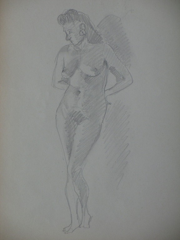 Harm Kamerlingh Onnes, Staand naakt, Tekening 1947 kopen? Bied vanaf 1!