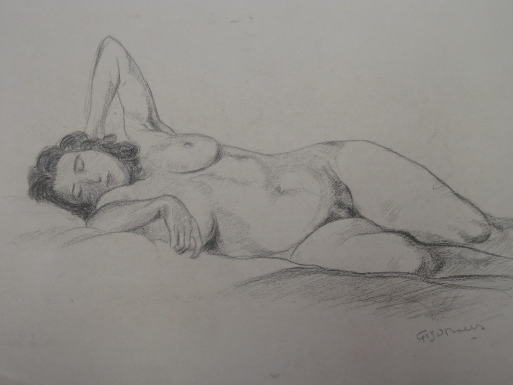 Frans Boers 1914-1987 potloodtekening "Liggend naakt " omstreeks 1950 kopen? Bied vanaf 1!