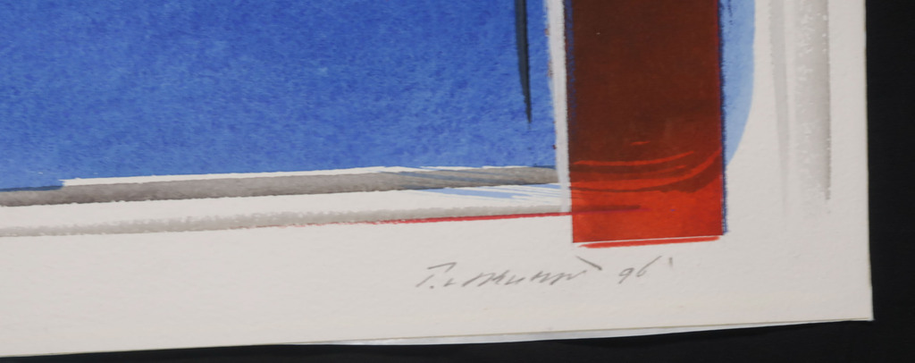 Peter van Drumpt: Aquarel, Z.T. (Oranje/blauw) kopen? Bied vanaf 40!