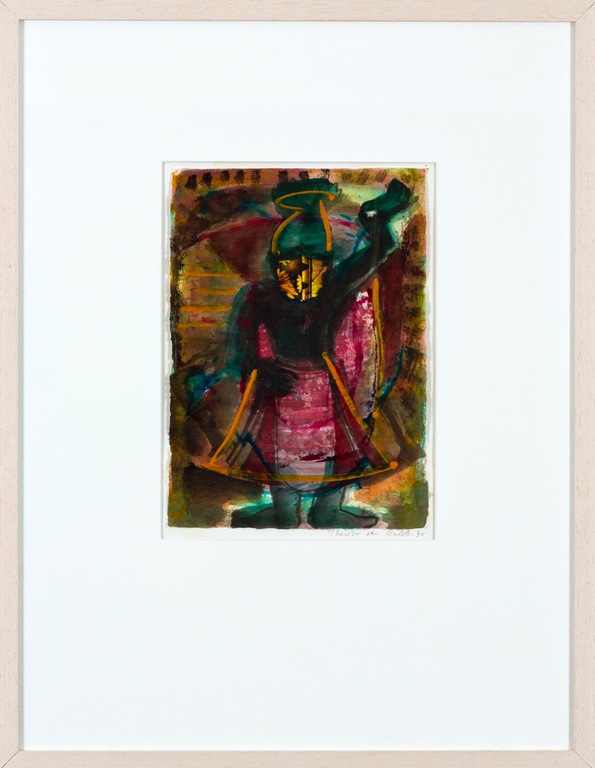 Therese van Gelder: Gouache en Collage, Indian image - Ingelijst kopen? Bied vanaf 1!