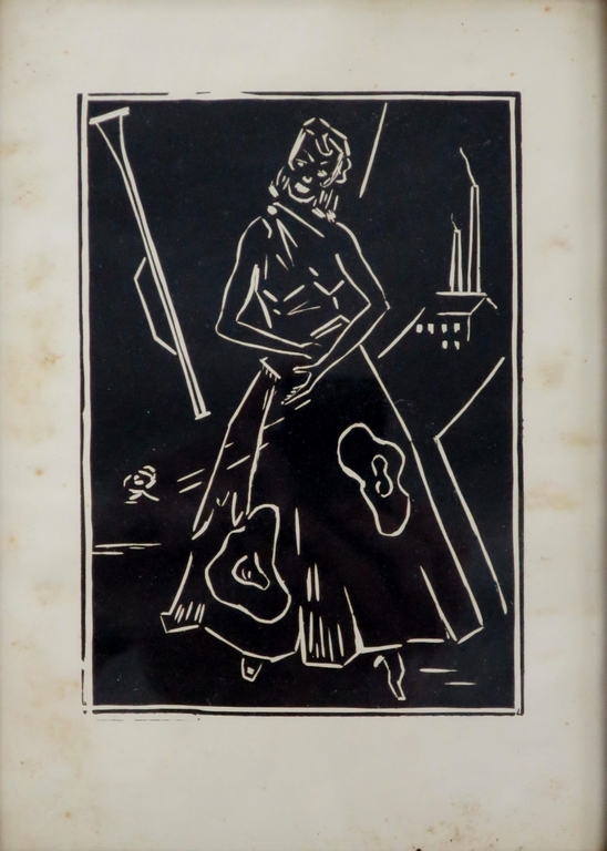 Henri Titselaar (1917-2013) - Den Bosch - Houtsnede Dansende jongedame kopen? Bied vanaf 1!