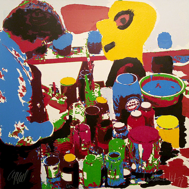 Karel Appel - Het gele hoofd, zeefdruk verkocht voor € 150!