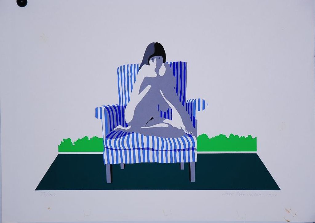 Lode Pemmelaar: Zeefdruk. Vrouw op stoel kopen? Bied vanaf 40!