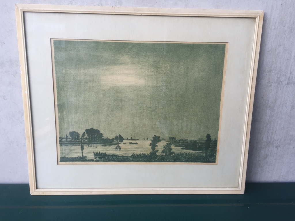 Jan van de Thillart - Handdruk litho 4/35 (45 x 33 cm) 1958 - Maaslandschap kopen? Bied vanaf 1!