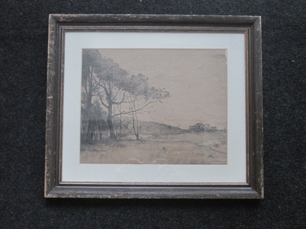 Joh.E.Akkeringa 1861-1942 tekening "Duinlandschap" omstreeks 1900  verkocht voor € 110!
