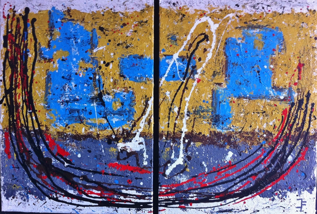 "What goes around comes around #03." John Foppen -Olie/Acryl.- Canvas - Gesign. verkocht voor € 149!