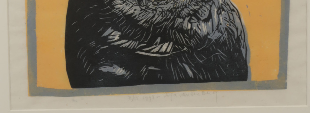 Arja van den Berg: Lino op Rijstpapier, Engelse bulldog - Ingelijst kopen? Bied vanaf 20!