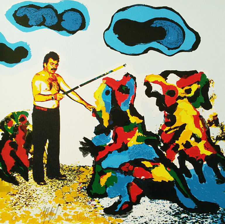 KAREL APPEL   Handgesigneerde Kleurenzeefdruk  DE TOVENAAR uit 1977 verkocht voor € 275!