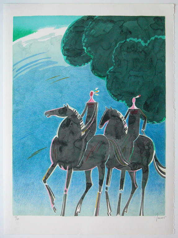 Albert Zavaro , ‘Les deux indiens’ - originele kleurenlitho, gesigneerd, ed. 180 kopen? Bied vanaf 65!