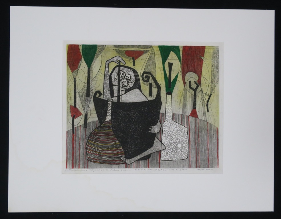 Harry van Kruiningen: Ets met reliëfdruk, Gilgamesj epos verkocht voor € 50!