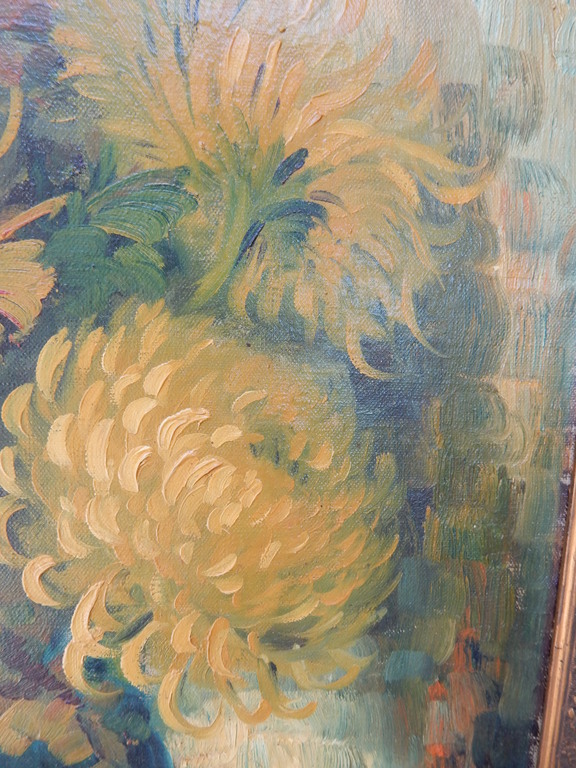 H.W. Eckhardt, stilleven, gele bloemen in vaas, olieverf op doek.H kopen? Bied vanaf 75!