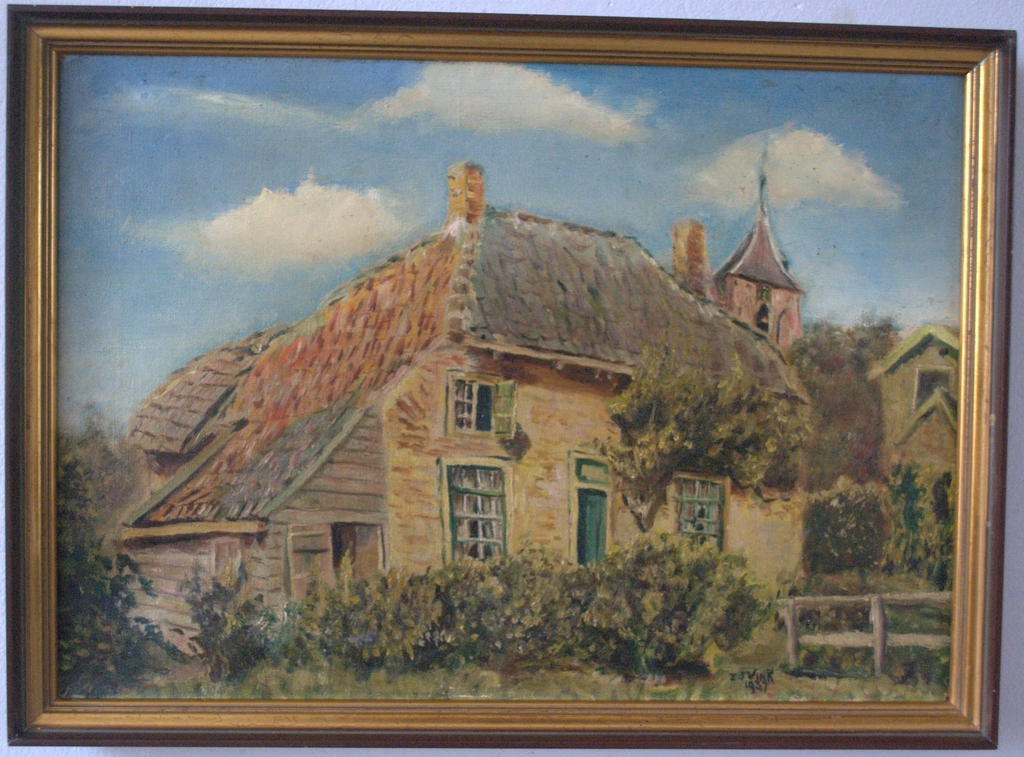 Dorp, 1937, olieverf verkocht voor € 35!