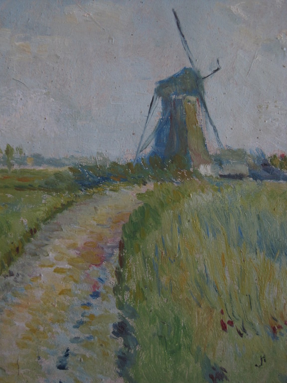 Jan v Herwijnen olieverf Bergense School "Molen Uitgeest" 1920 kopen? Bied vanaf 1!