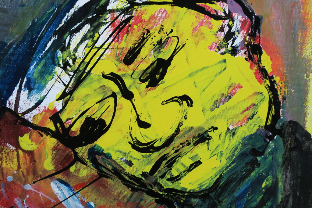 Martin van Wordragen: Gemengde techniek op doek, Monnik met icoon - Ingelijst kopen? Bied vanaf 250!