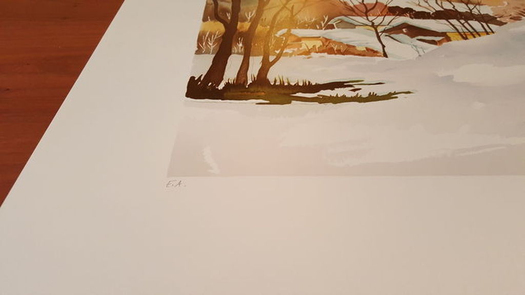 DANIEL LANOUX. Prachtig Winterlandschap. lithografie (75x55cm) Handgesigneerd kopen? Bied vanaf 29!