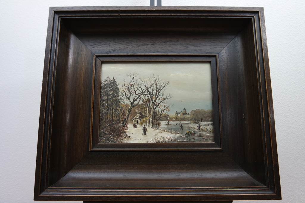 R. van Geel - Winterlandschap - olieverf op paneel - gesigneerd l.o. kopen? Bied vanaf 49!