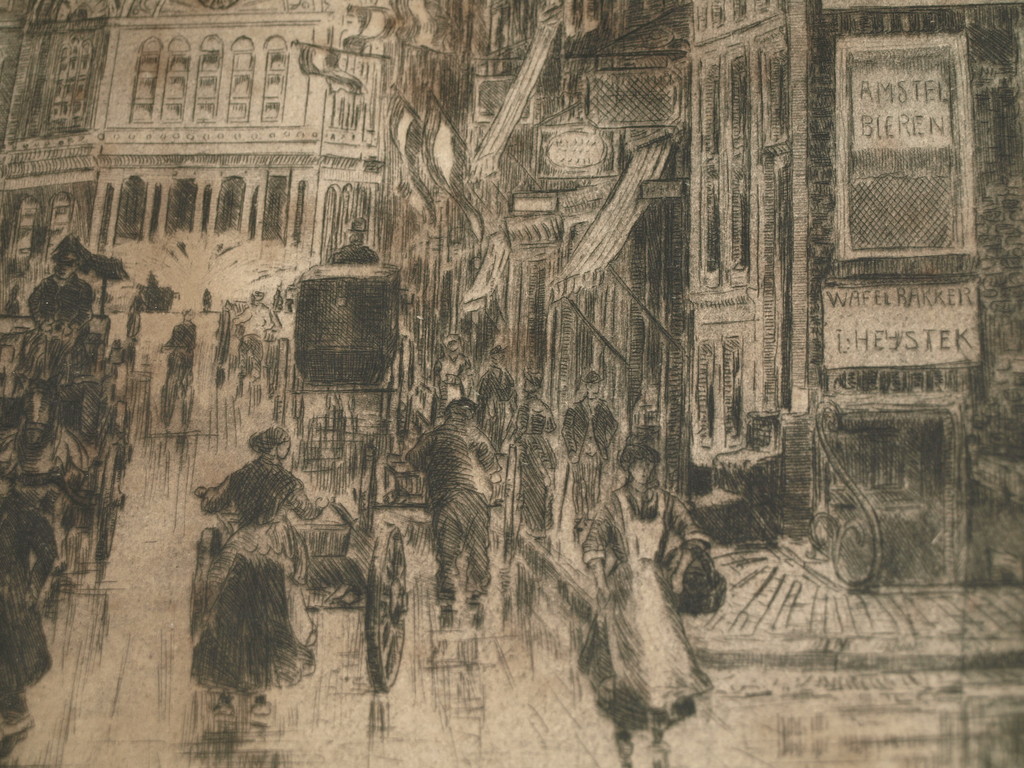 Eugène Rensburg – Ets, Utrechtsestraat Amsterdam – Gesigneerd en ingelijst –1925 kopen? Bied vanaf 1!