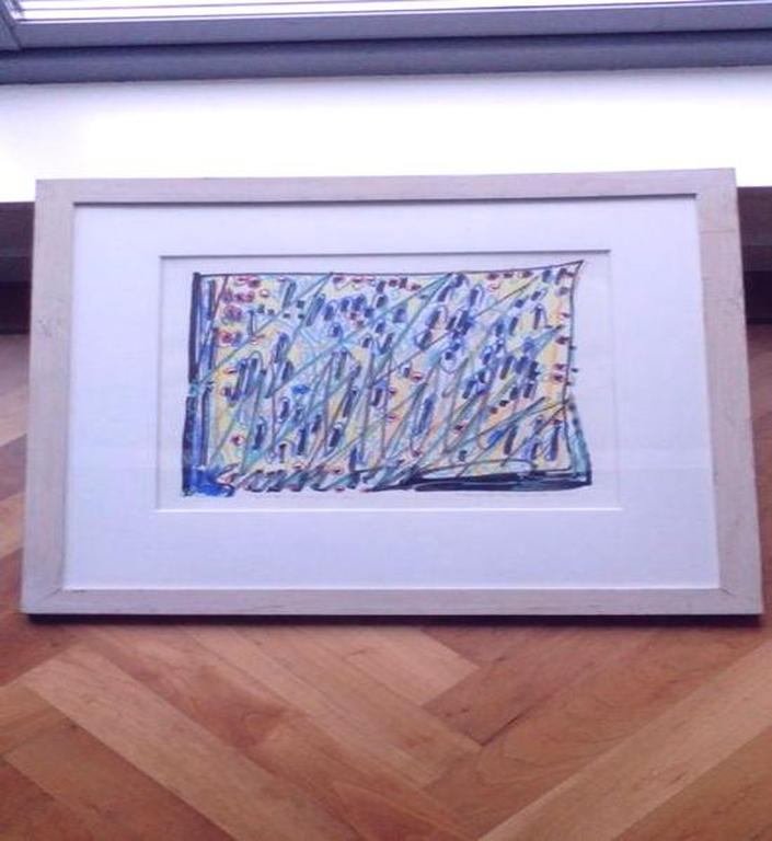 Simon Vinkenoog, pastelkrijt tekening op papier,1996, 61x61cm groot verkocht voor € 111!