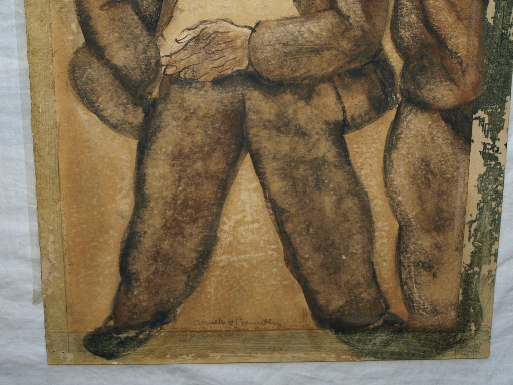 CORNELIS VAN LEEUWEN – Tekening / aquarel – 2 Mannen – Gesigneerd - ca 1940 kopen? Bied vanaf 1!