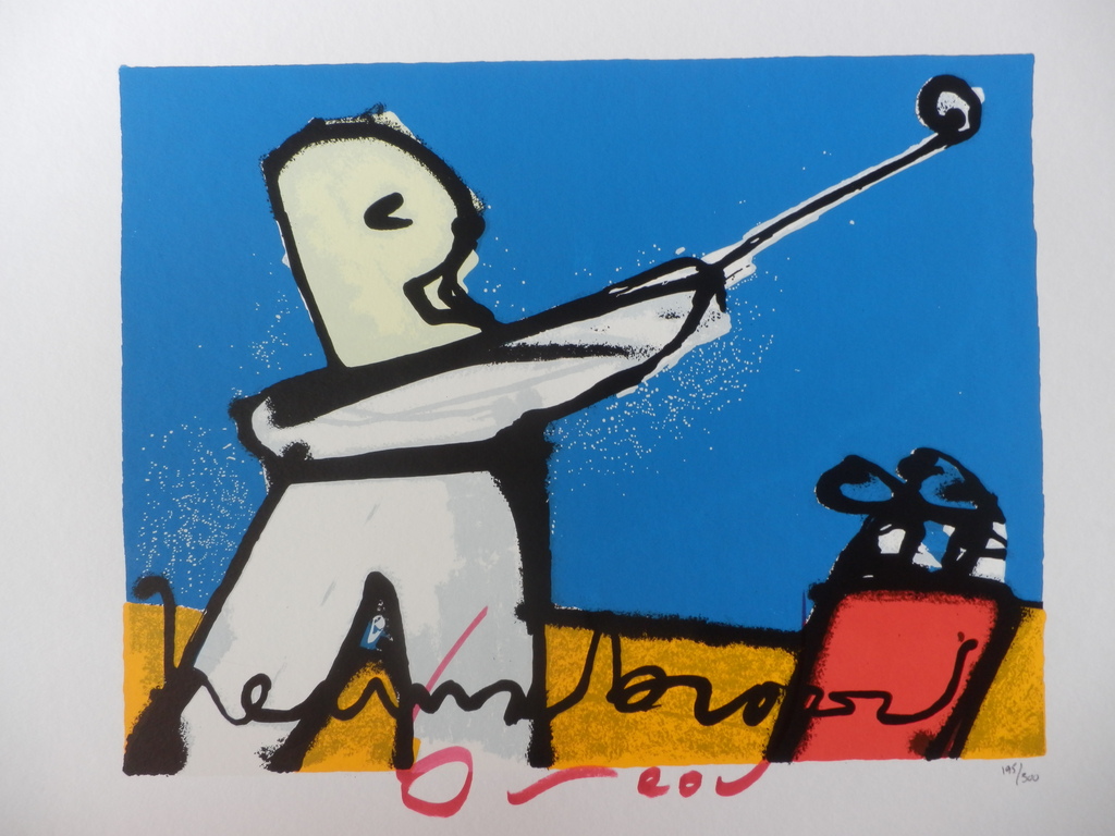 HERMAN BROOD, Gelimiteerde en HANDGESIGNEERDE Zeefdruk  DE GOLFER verkocht voor € 175!