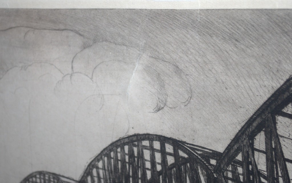 de oude Maasbruggen te Rotterdam - ets uit ca.1925 kopen? Bied vanaf 20!
