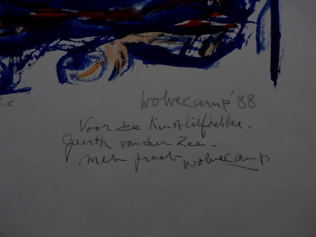 Theo Wolvecamp - litho: blauw figuur - 1988 - gesigneerd - met opdracht kopen? Bied vanaf 150!