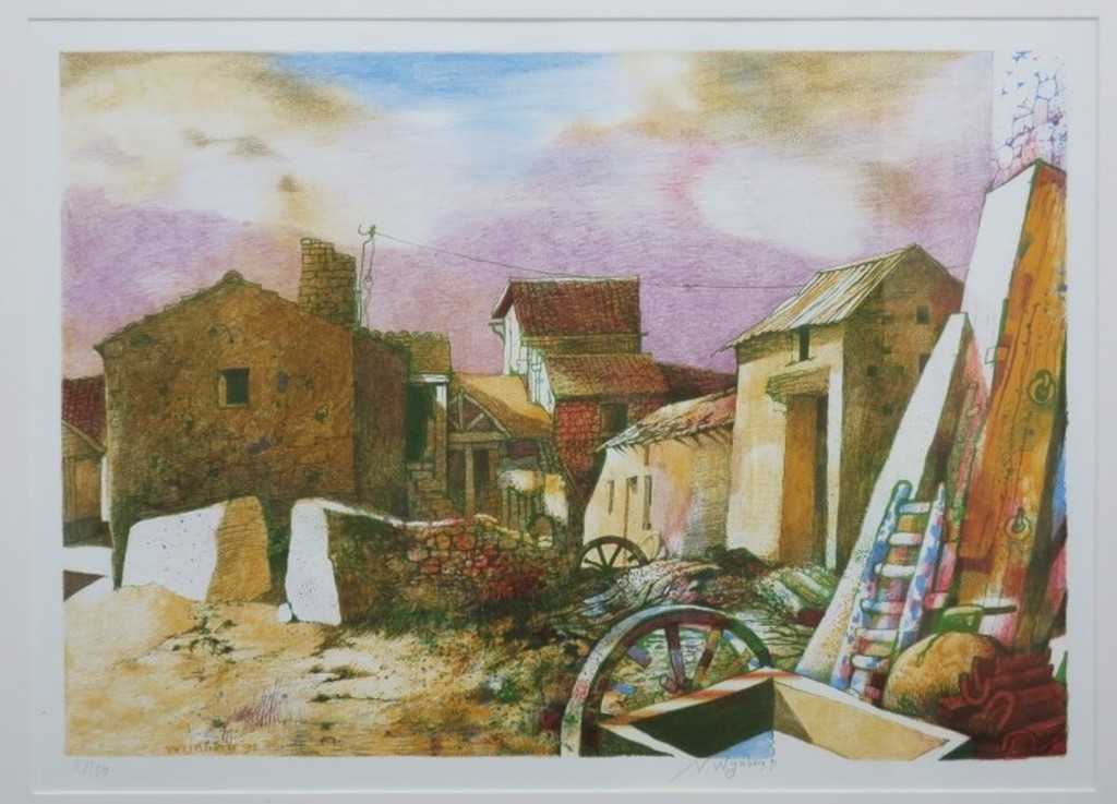 Nicolaas Wijnberg: Litho, Dorpsgezicht - Ingelijst kopen? Bied vanaf 80!