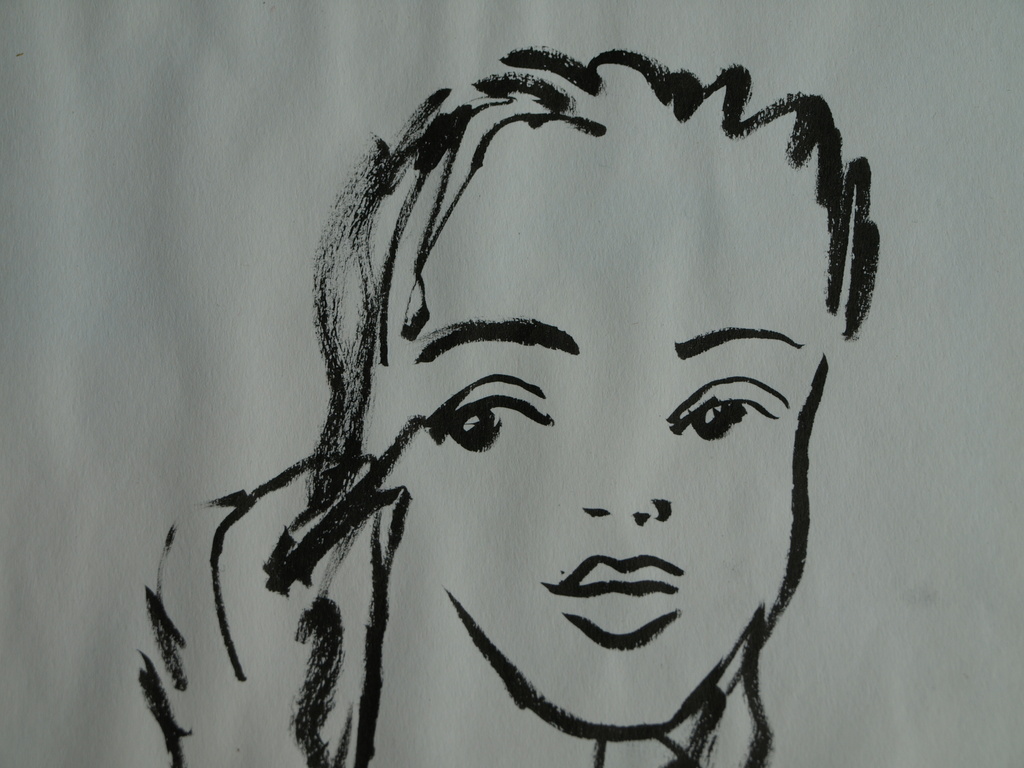 Peter Klashorst : Tekening / schets – Portret vrouw – gesigneerd  kopen? Bied vanaf 1!