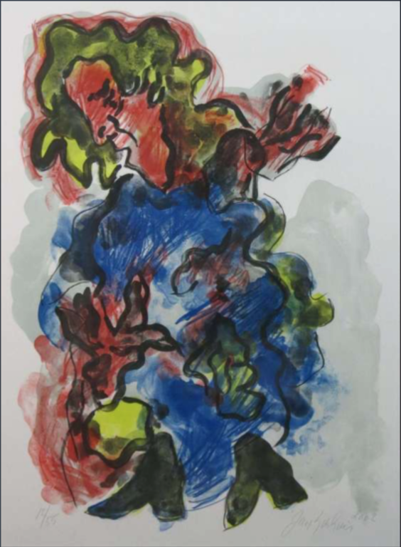 Jan Sierhuis: Litho, Flamenco (blauw) verkocht voor € 35!