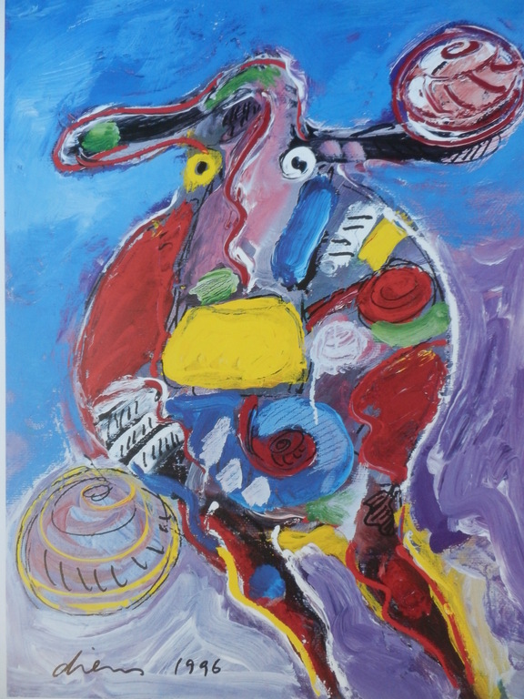 PETER DIEM Giclee   COW IN COSMOS  Handgesigneerd kopen? Bied vanaf 1!