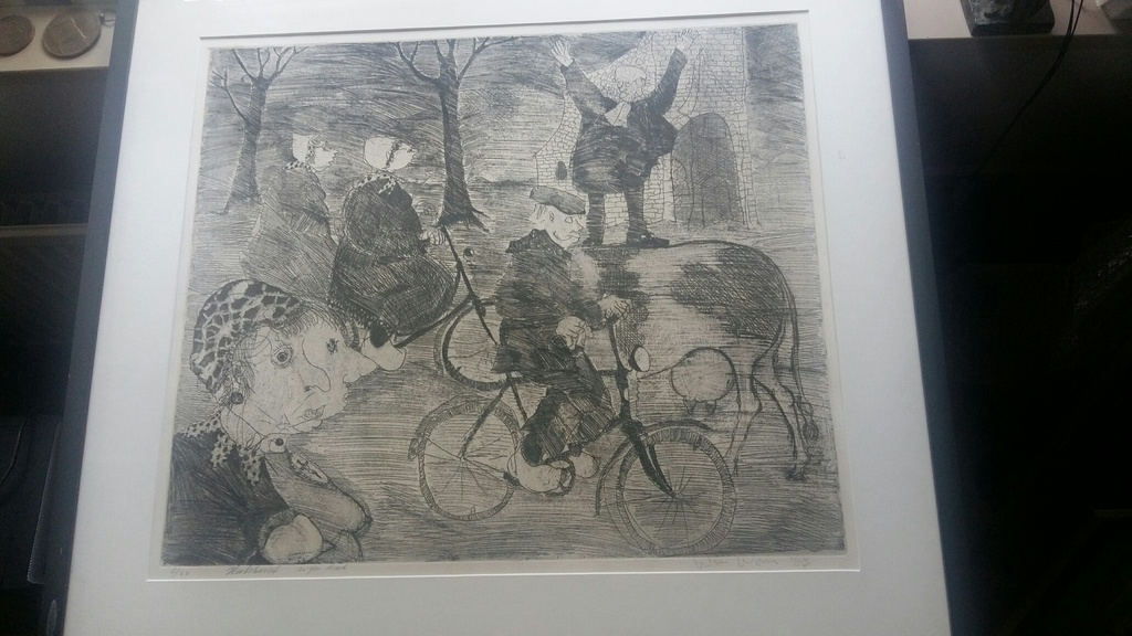 Wim Worm, ets, getiteld  'Hulshorst' verkocht voor € 125!