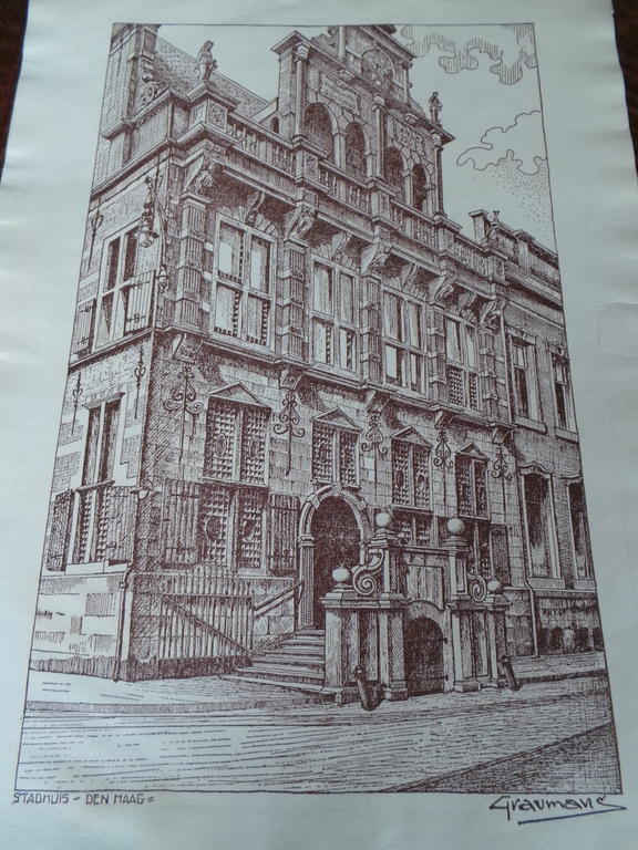 Steendruk van het Stadhuis in Den Haag  kopen? Bied vanaf 30!
