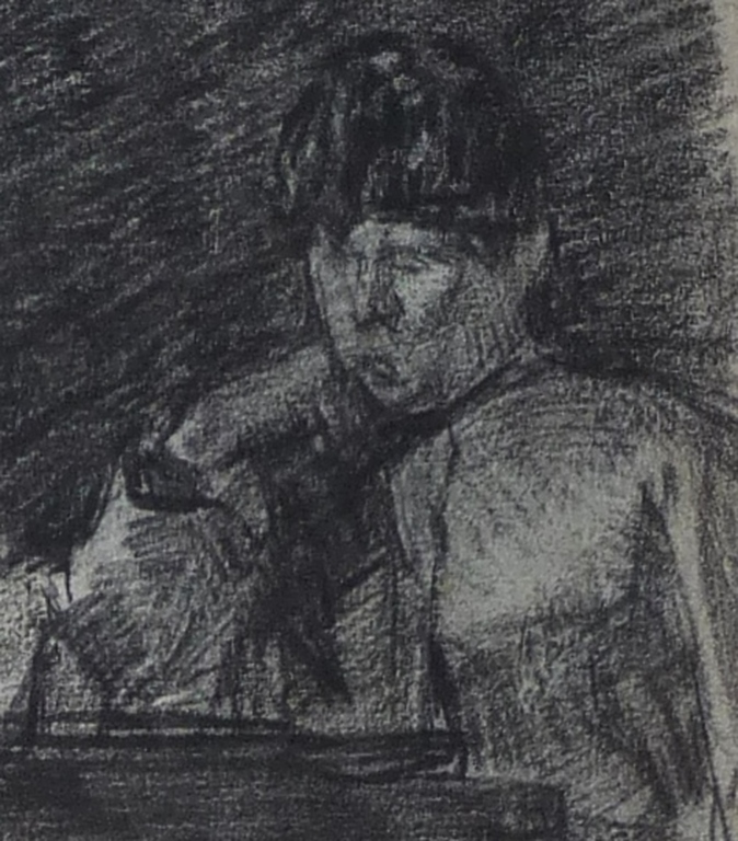 Willem de Zwart, Krijtekening, 2 Klassiek geklede figuren aan tafel kopen? Bied vanaf 265!