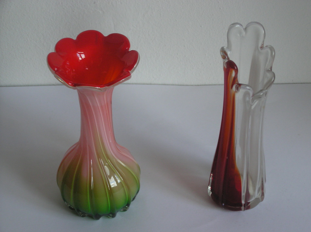 Murano Glas, Kavel van twee vaasjes kopen? Bied vanaf 20!